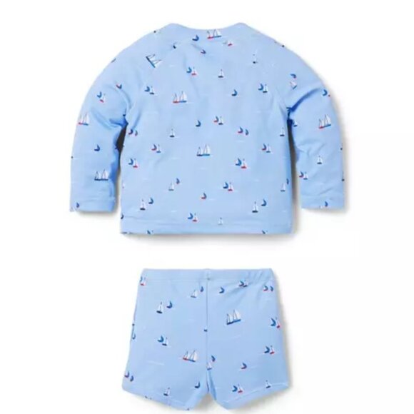 Janie and Jack Baby Recycled Sailboat Rash Guard Swimsuit 0-3m - Picture 2 of 8